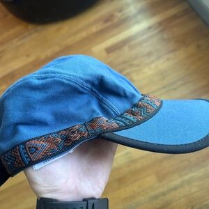 Kavu Canvas Trail Panel Hat Hike Camp Logo Made USA Strap Back Baseball Cap Sz M